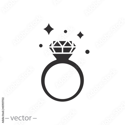 jewelry products icon, ring diamond, flat symbol - vector illustration