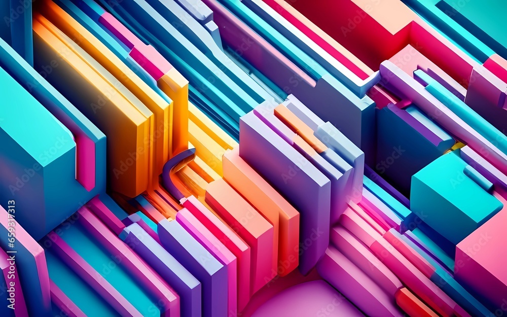 Abstract colorful geometric background with 3d shapes. AI Generation Abstract colorful geometric background with 3d shapes. AI Generation