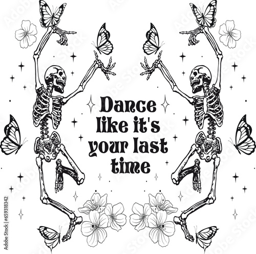 Cute skeleton butterfly Funny cute skeleton Skeleton with butterfly wings Sassy skeleton Hand drawn palmistry with hand and zodiac signs concept illustration Skeleton Dancing Dance like its your last 