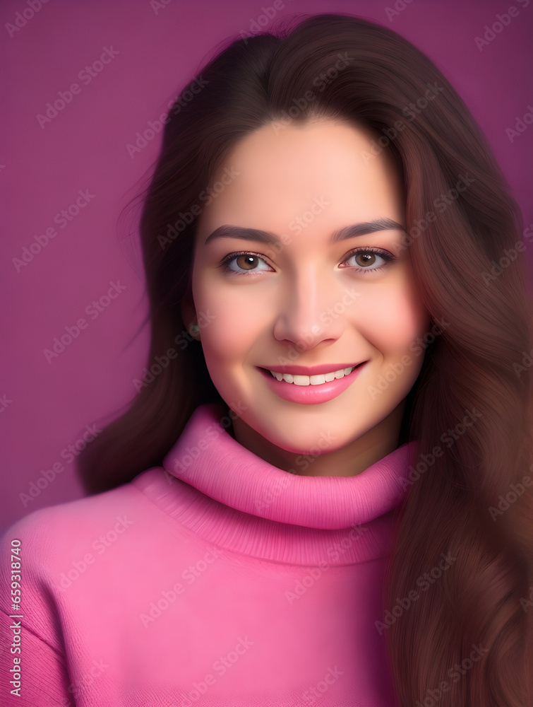 Fototapeta premium Portrait of beautiful young woman with clean fresh skin, natural make-up and green eyes. Studio shot.