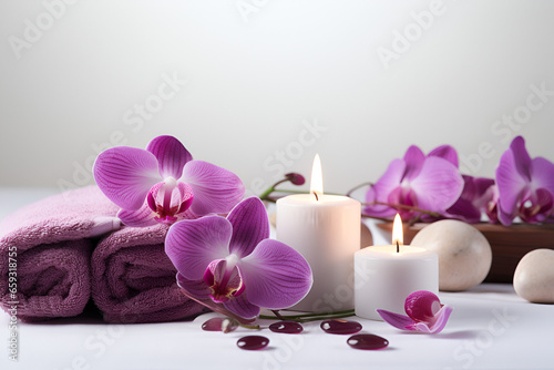 spa still life with candles and orchid