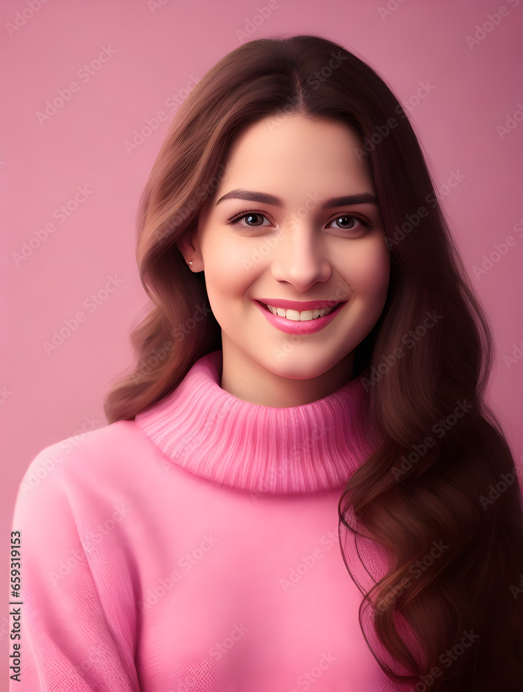 Pretty blonde woman, big lips on pink background. Smiling natural healthy girl lady with european appearance looking at camera. high quality photo Pretty blonde woman, big lips on pink background. Smiling natural healthy girl lady with european appearance looking at camera. high quality photo