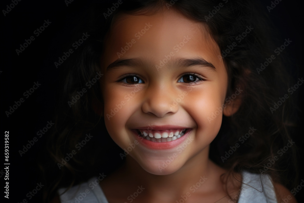 Close up of beautiful smiling little girl with white perfect teeth Close up of beautiful smiling little girl with white perfect teeth