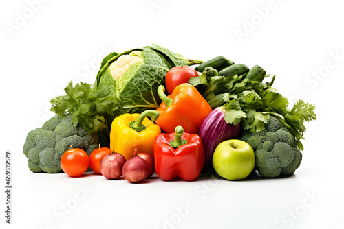 fresh vegetables isolated on white background