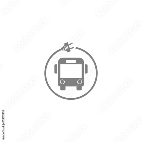 Electric eco bus icon isolated on transparent background