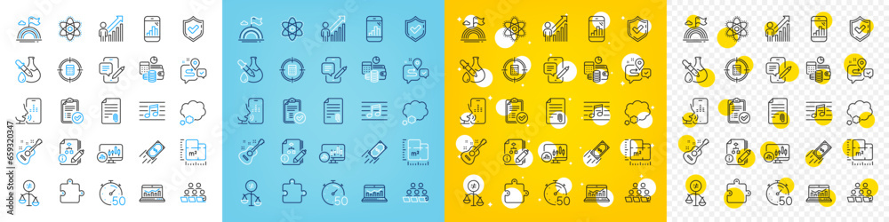 Vector icons set of Floor plan, Algorithm and Budget accounting line icons pack for web with Musical note, Attachment, Approved report outline icon. Phone chat, Chemistry atom. Vector Vector icons set of Floor plan, Algorithm and Budget accounting line icons pack for web with Musical note, Attachment, Approved report outline icon. Phone chat, Chemistry atom. Vector