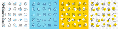 Vector icons set of Floor plan, Algorithm and Budget accounting line icons pack for web with Musical note, Attachment, Approved report outline icon. Phone chat, Chemistry atom. Vector