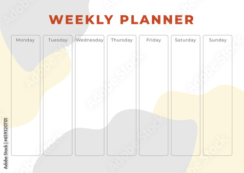 professional and printable weekly tasks timetable vector 