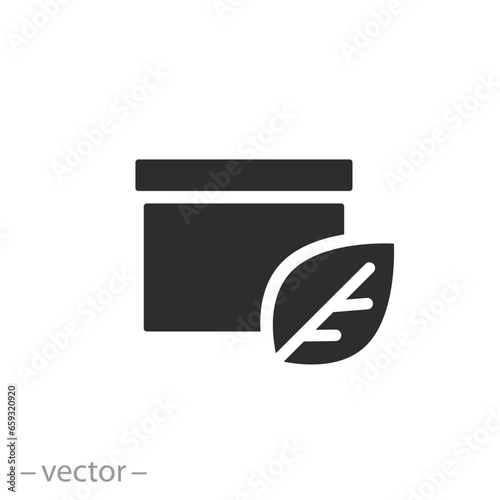 box with leafs icon, eco packaging, ecologicaly clean products, flat symbol - vector illustration photo