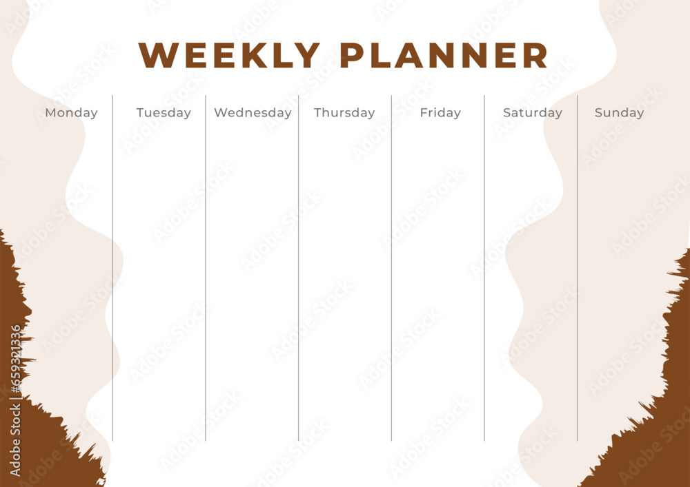professional and printable weekly tasks timetable vector 