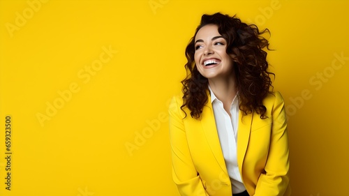 Starke Geschäftsfrau im gelben Blazer: Selbstvertrauen und Erfolg