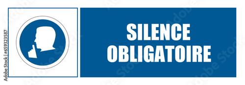 Silence obligatoire EPI panneau rond bleu équipement de sécurité obligatoire