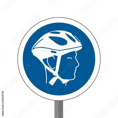 Casque cycliste EPI panneau rond bleu équipement de sécurité obligatoire