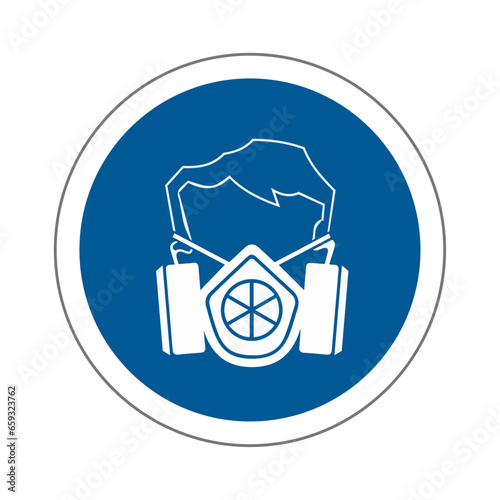 Masque respiratoire EPI panneau rond bleu équipement de sécurité obligatoire