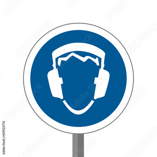 Casque anti bruit EPI panneau rond bleu équipement de sécurité obligatoire