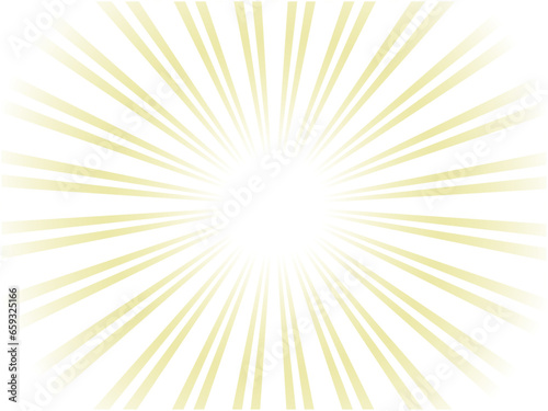 シンプルに輝く太陽光線イメージの集中線背景_イエロー