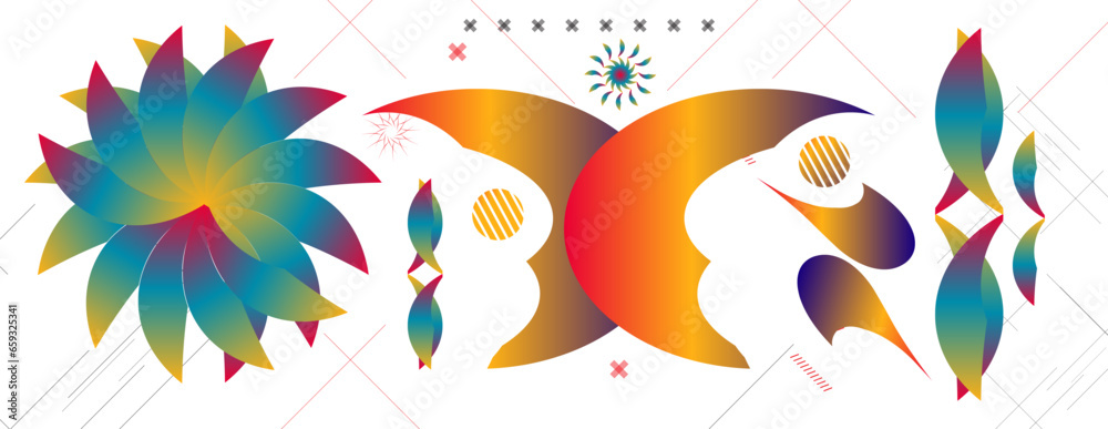 Abstract background with colorful circles and geometric elements, Modern abstract shapes design.