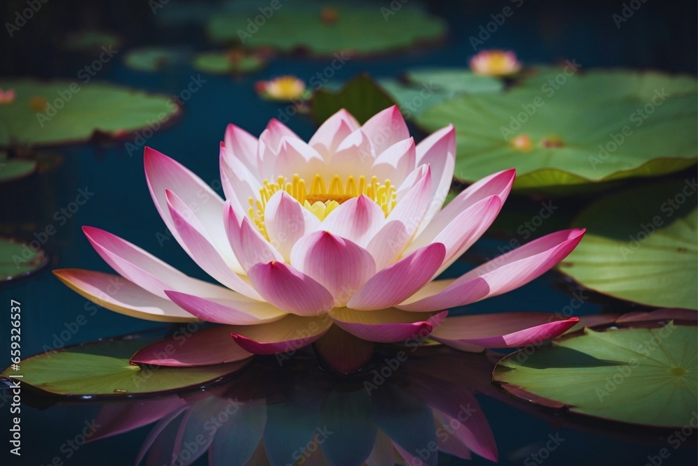 Quality Pink lotus flower on pond background Quality Pink lotus flower on pond background