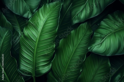 Nature s Abstract  Close-Up of Beautiful Dark Green Tropical Leaf Texture  Creating a Striking Natural Background