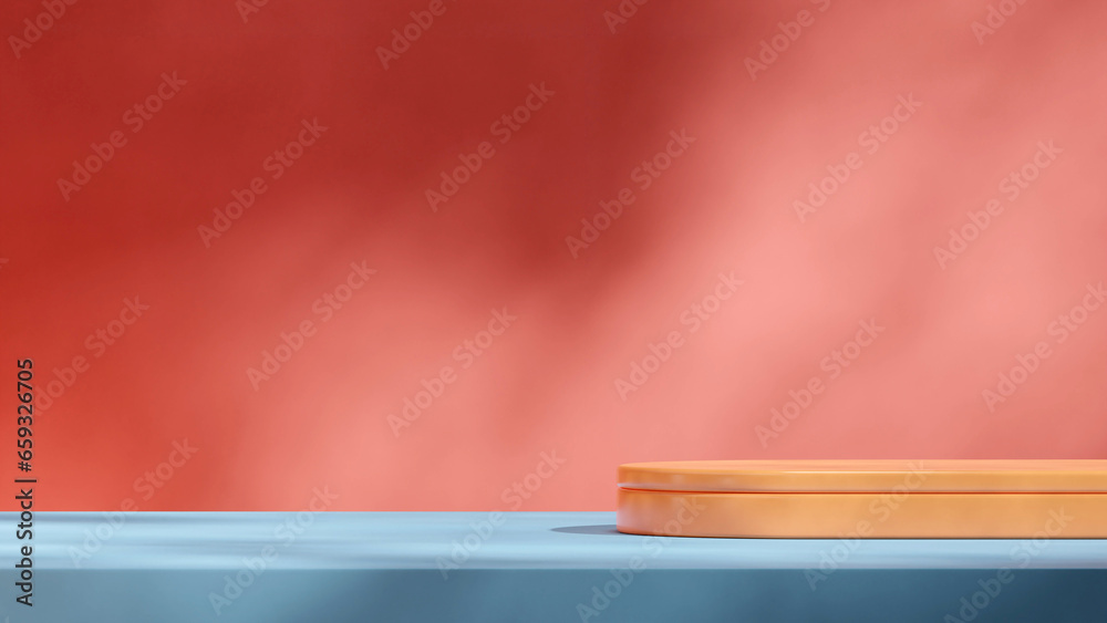 red wall and blue floor, 3d render image blank mockup orange shape podium in landscape
red wall and blue floor, 3d render image blank mockup orange shape podium in landscape
