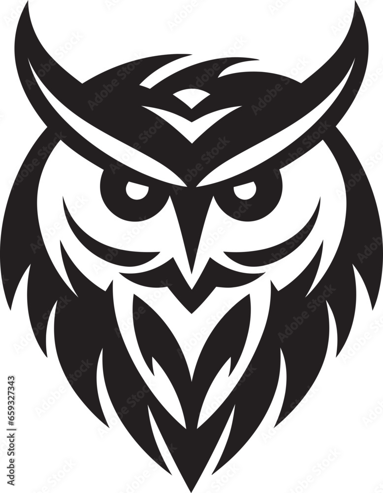 Playful Owl Vector Badge Mysterious Owl Silhouette