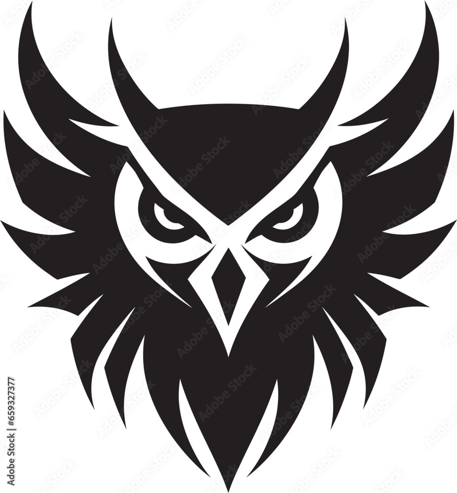 Feathery Owl Logo Symbol Intricate Owl Mascot