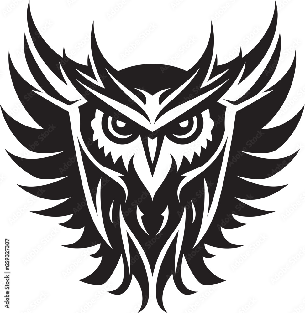 Intricate Owl Mascot Nocturnal Guardian Icon
