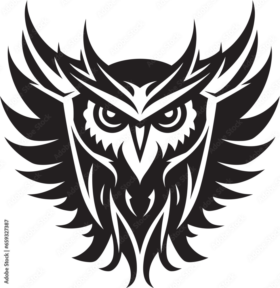 Fototapeta premium Intricate Owl Mascot Nocturnal Guardian Icon