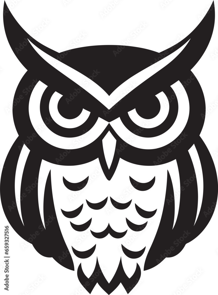 Majestic Black Owl Vector Icon Elegant Owl Emblem Design Majestic Black Owl Vector Icon Elegant Owl Emblem Design