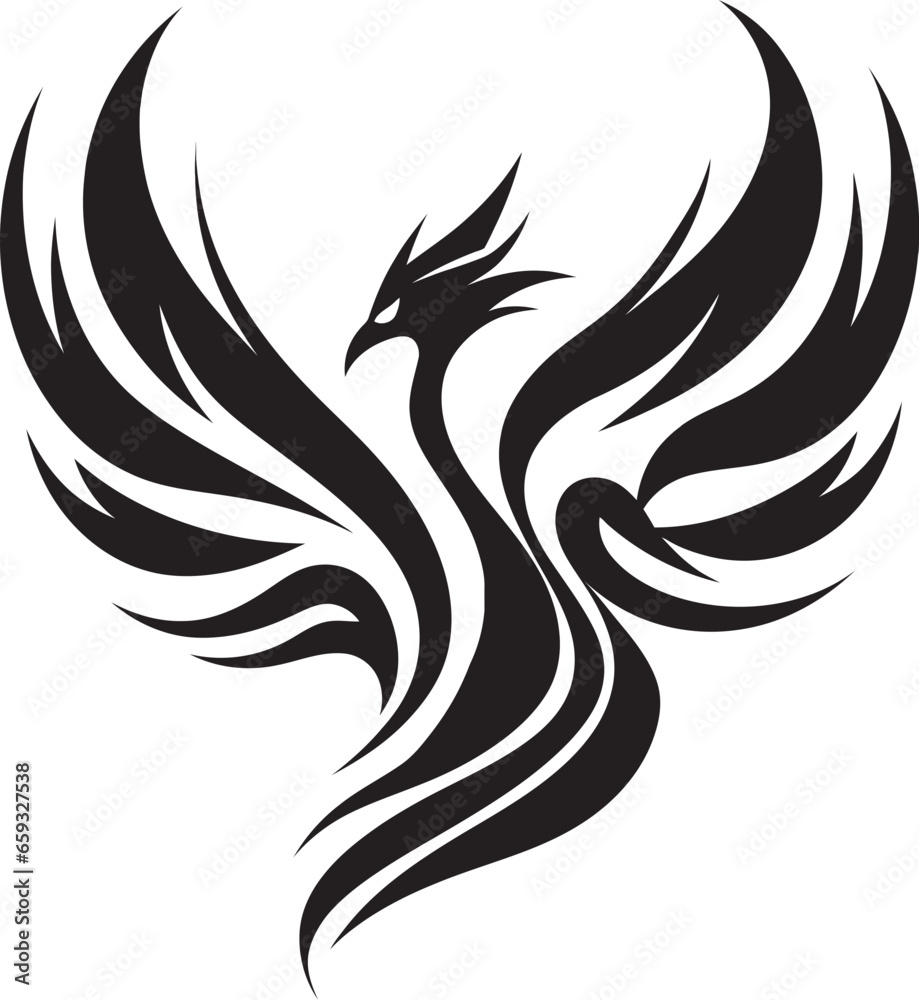 Obraz premium Feathered Fire Logo Concept Elegant Phoenix Illustration