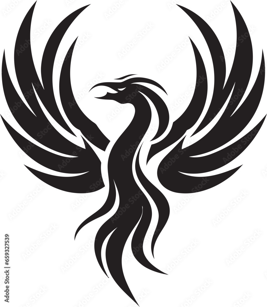 Mystical Firebird Emblem Feathered Fire Logo Concept