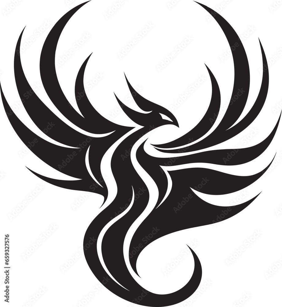 Mythical Bird of Night Intricate Phoenix Badge