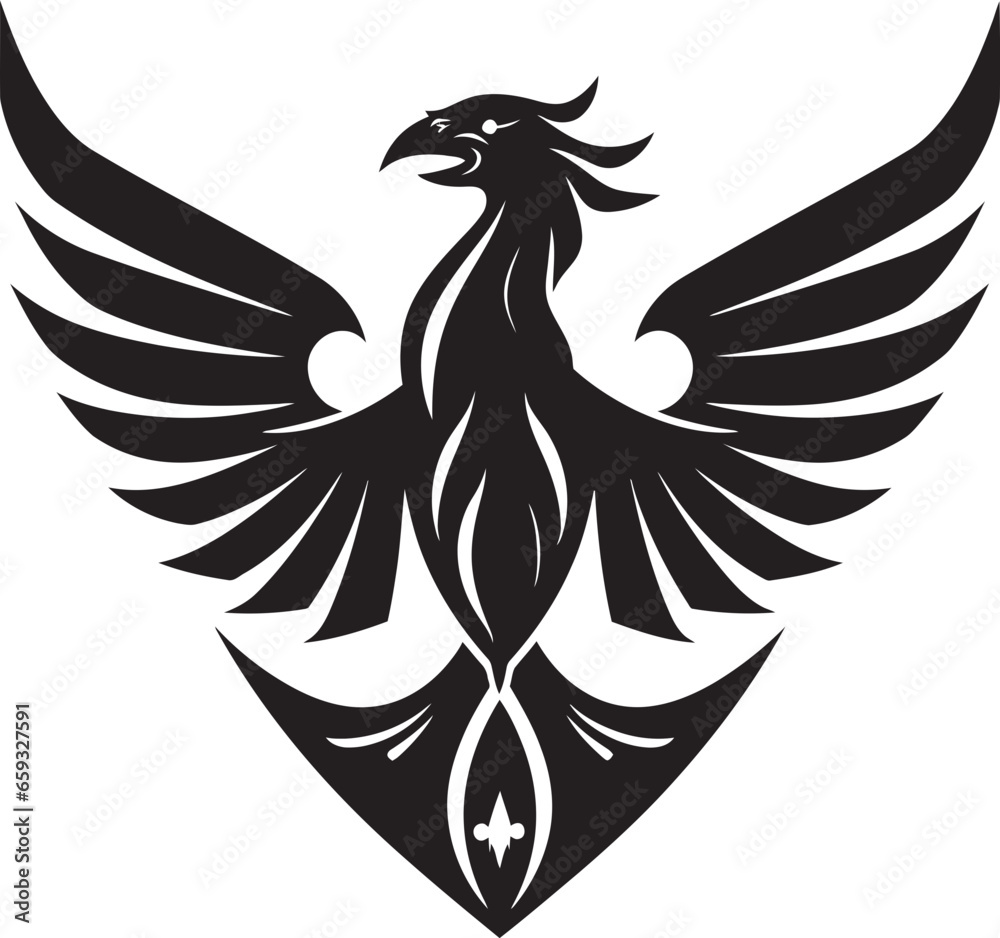 Fototapeta premium Phoenix of the Eclipse Ethereal Feathered Emblem