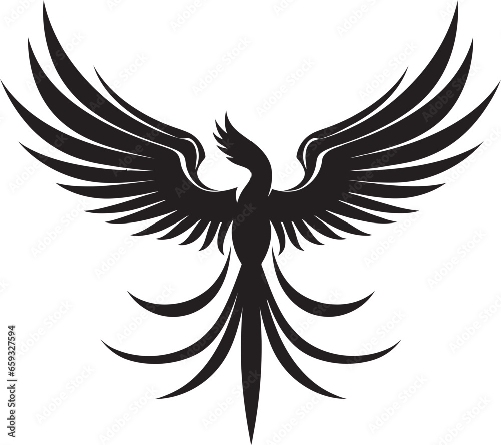 Fototapeta premium Noir Phoenix Rising Elegant Firebird Symbol