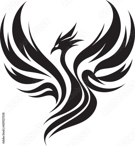 Feathered Fire Logo Concept Elegant Phoenix Illustration