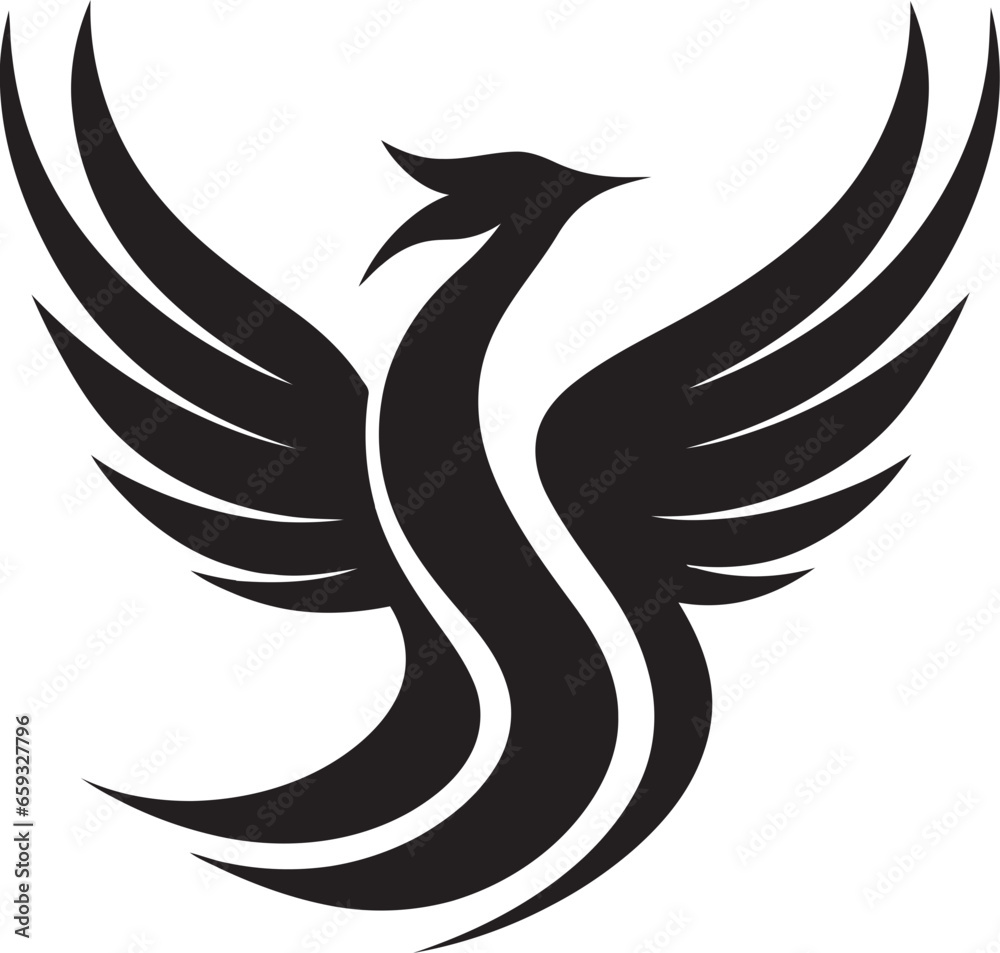 Fototapeta premium Shadowed Phoenix Emblem Obsidian Firebird Vector