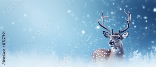 Snowy Wonderland: White Deer in Christmas Snowfall © pierre