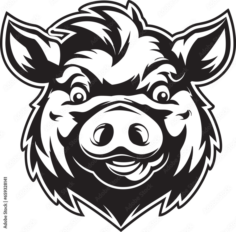 Abstract Pig Face Symbol Geometric Pork Logo