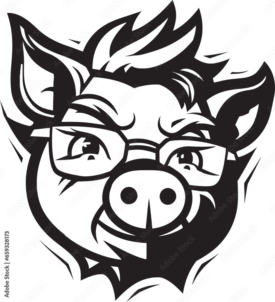 Bold Black Swine Symbol Minimalist Piggy Design