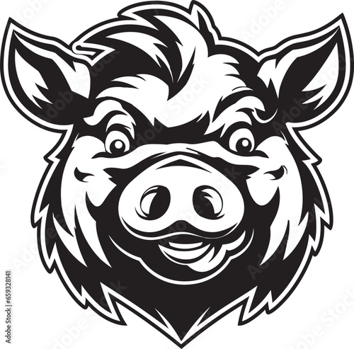 Abstract Pig Face Symbol Geometric Pork Logo