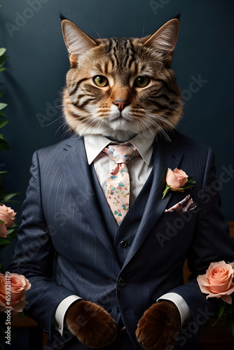 A gentleman with a cat face photo