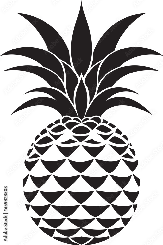Obraz premium Modern Noir Pineapple Geometric Pineapple Emblem