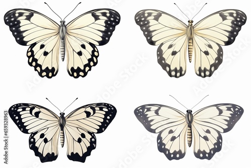 Set of Four Beautiful White Butterflies Pieris napi photo