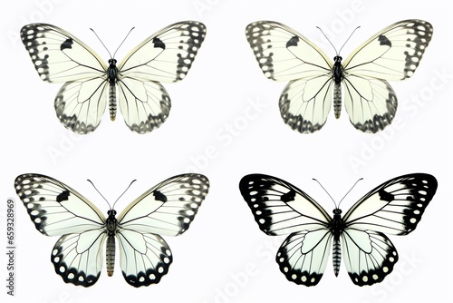 Set of Four Beautiful White Butterflies Pieris napi