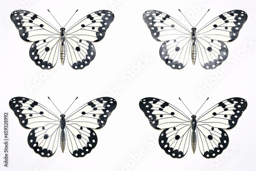 Set of Four Beautiful White Butterflies Pieris napi © pierre