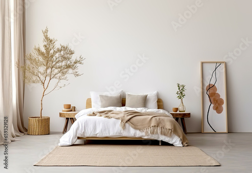 Scandinavian interior design of modern bedroom. photo