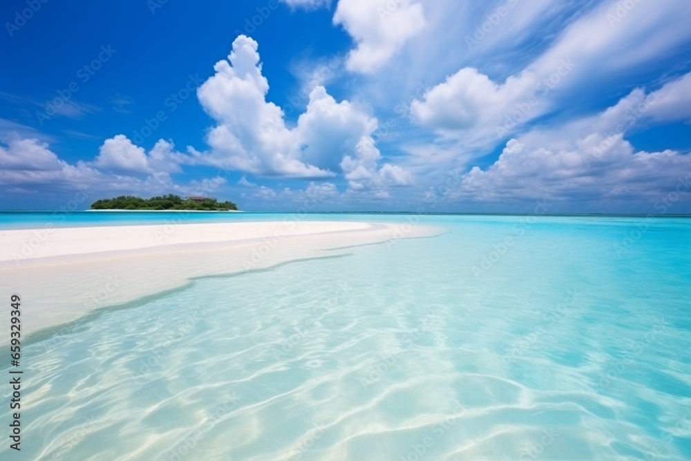 Maldives Paradise Aerial View of Turquoise Sandbar Amidst Azure Ocean and Blue Sky