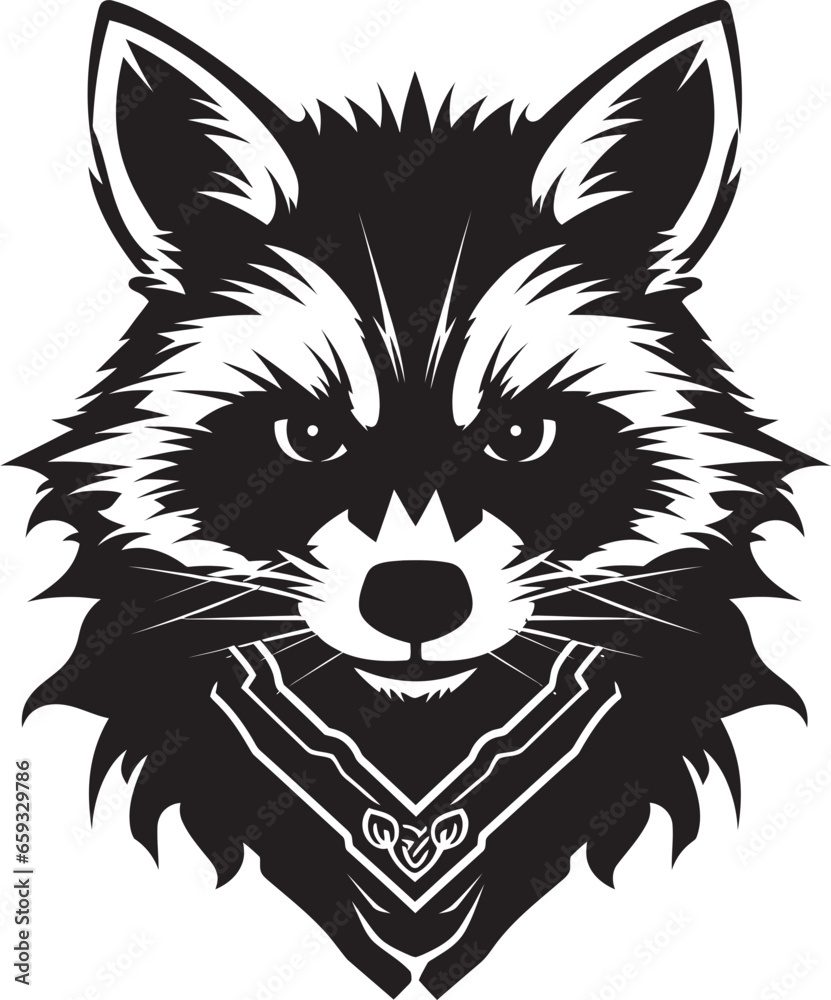 Raccoon Silhouette Minimalist Mark Stylish Black Masked Bandit Icon