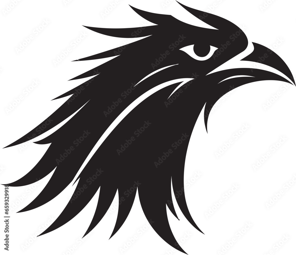 Obraz premium Stylish Raven Silhouette Brand Graceful Black Raven Monogram