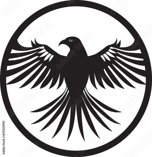 Raven Silhouette Badge of Distinction Vintage Black Crow Insignia